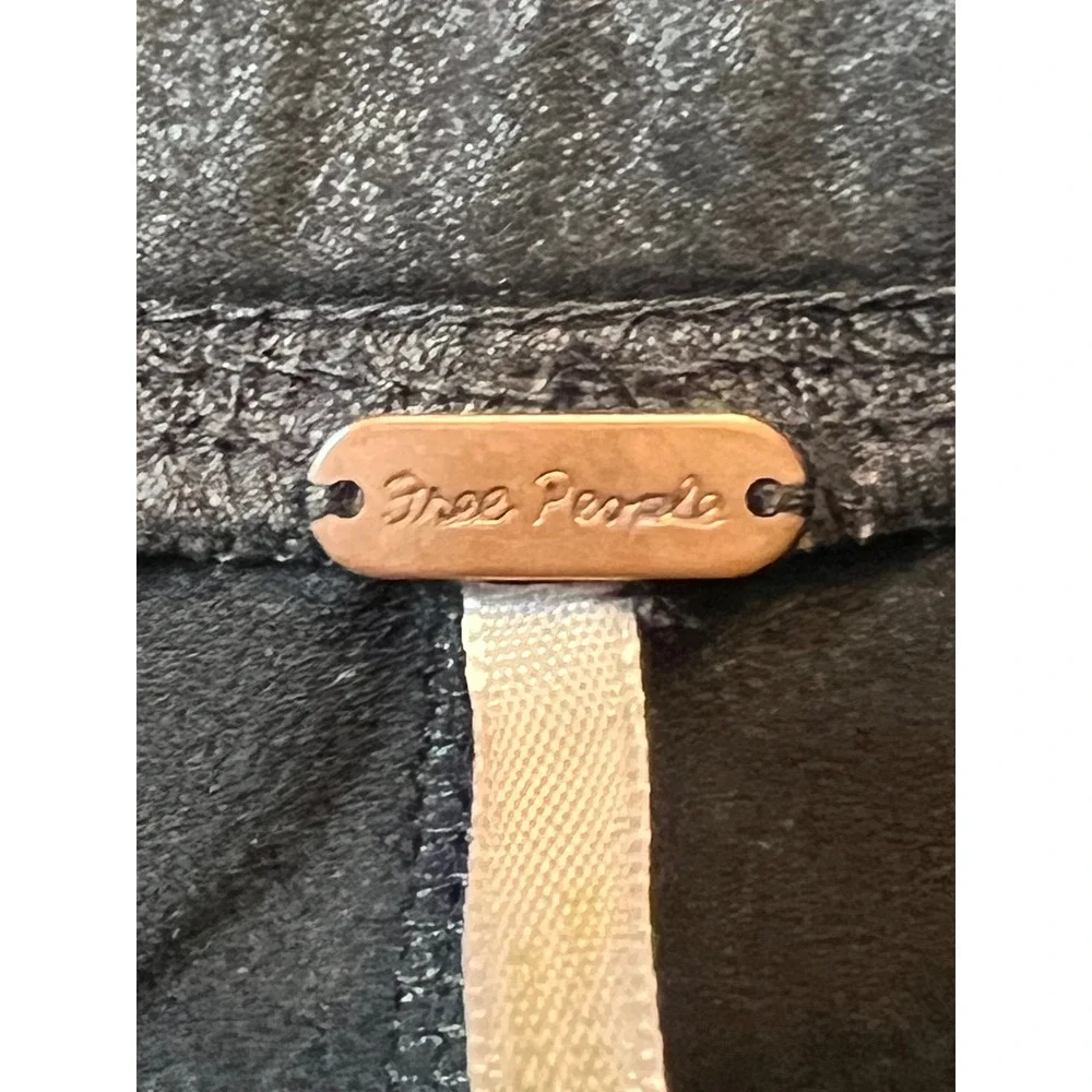 Free People Black Faux Leather Leggings Pants Moto Skinny Textured Size XS - Picture 8 of 11